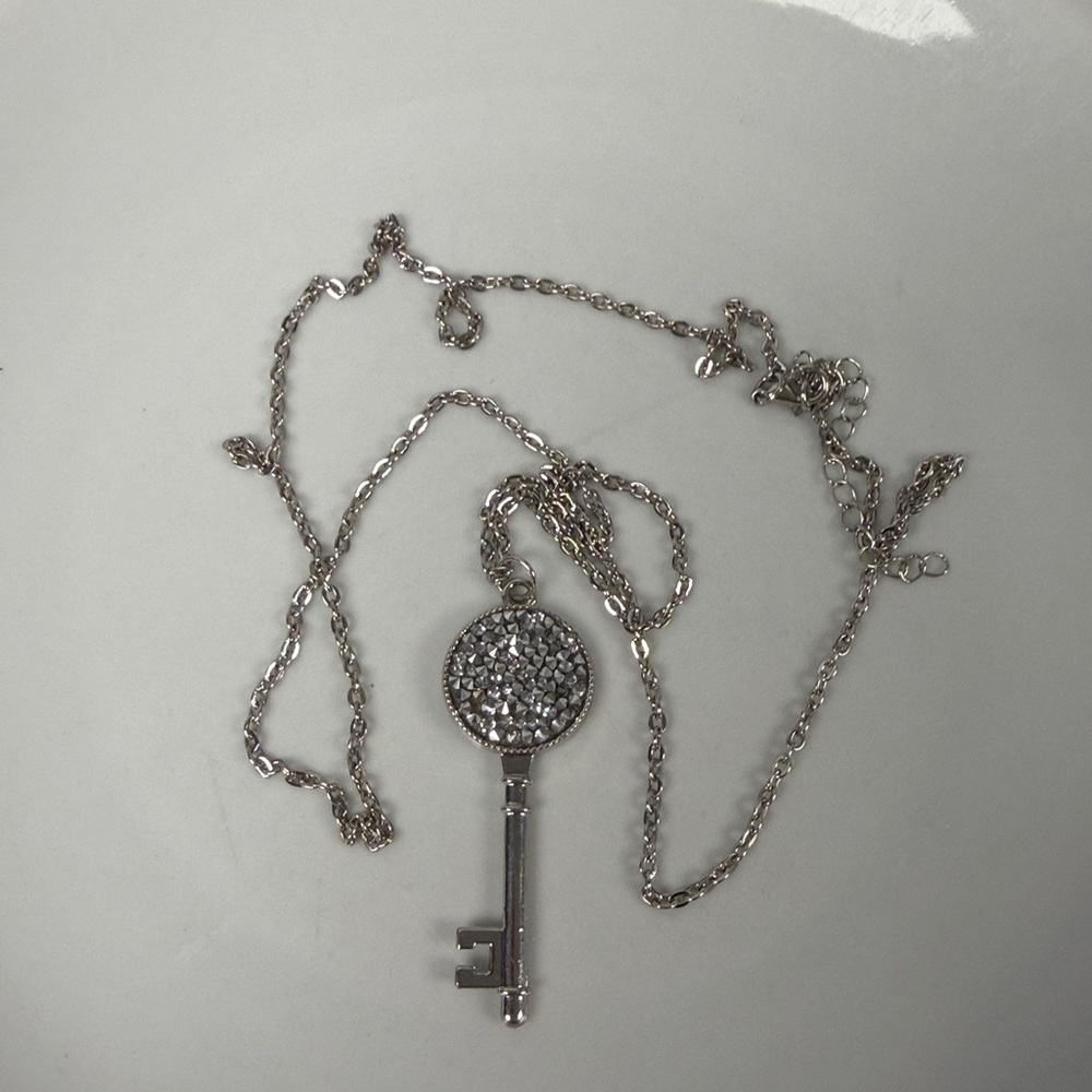 Sparkling Silver Key Necklace